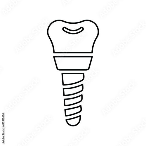 Dental, screw, tooth outline icon. Line vector design.