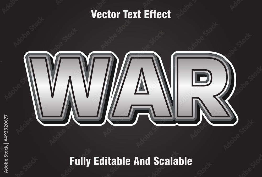 editable war text effect with black background.