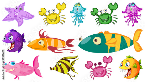 Sea animals cartoon collection