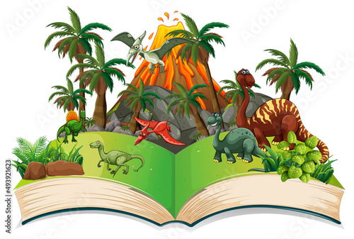 Book of dinosaur in the forest