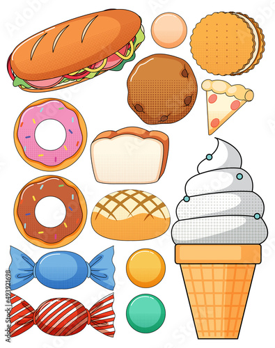 A various sweets on white background