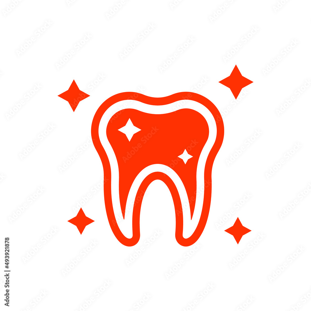 Obraz premium Dentistry, gum, service, tooth icon. Orange vector sketch.
