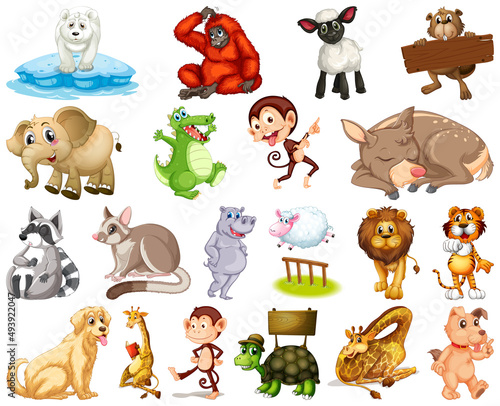Set of animal cartoon character