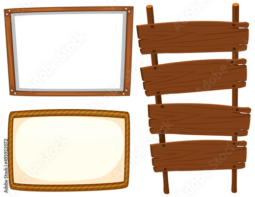Set of wooden sign banner