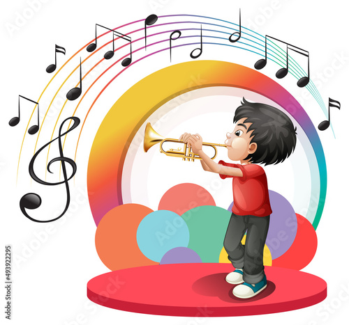 Cute cartoon character with music instrument