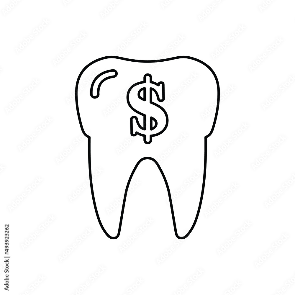 Money, teeth, tooth outline icon. Line art sketch. Money, teeth, tooth outline icon. Line art sketch.