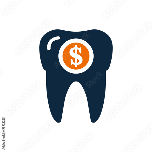 Money, teeth, tooth icon. Simple flat design concept.