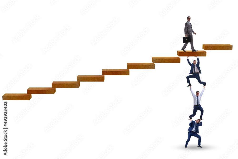 Fototapeta premium Teamwork concept with businessmen helping each other