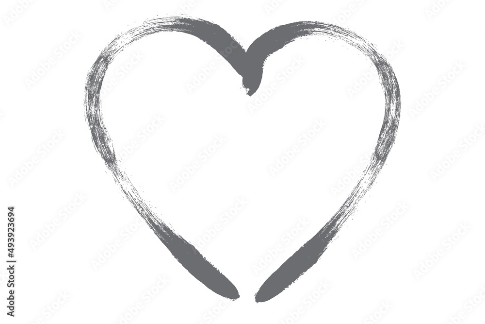 Heart contour vector. Grey hand drawn love icon isolated. Paint brush stroke heart icon. Hand drawn vector for love logo, heart symbol, doodle icon and Valentine's day. Painted grunge vector shape Heart contour vector. Grey hand drawn love icon isolated. Paint brush stroke heart icon. Hand drawn vector for love logo, heart symbol, doodle icon and Valentine's day. Painted grunge vector shape