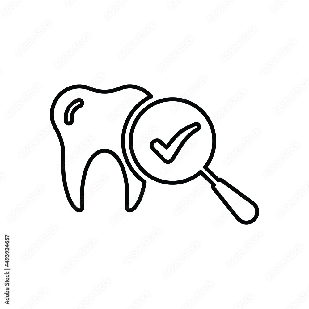 Roots, dental, search, tooth outline icon. Line art sketch. Roots, dental, search, tooth outline icon. Line art sketch.
