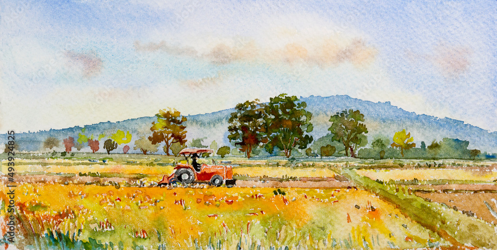 watercolor farm tractor 16537781 PNG