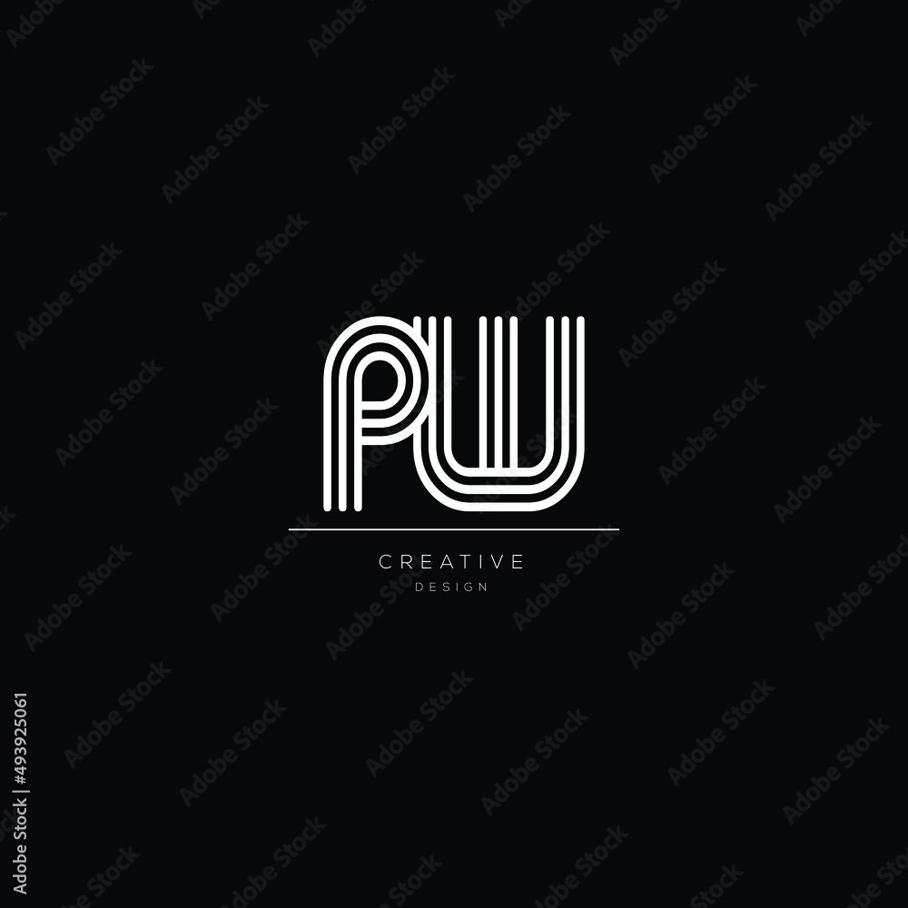 Abstract premium linear letter PW logo icon design modern minimal style ...