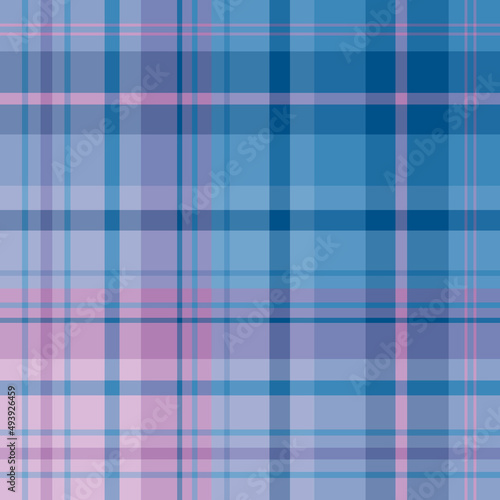 Seamless pattern in blue and light violet colors for plaid, fabric, textile, clothes, tablecloth and other things. Vector image.