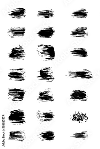 Vector illustration. Ink brush strokes  brushes  lines. Dirty artistic design elements. Difficult overlay texture. Abstract textured effect. Black on a white background. Freehand drawing. EPS10.