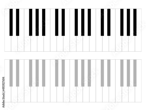 ピアノの鍵盤のシンプルなイラストセット