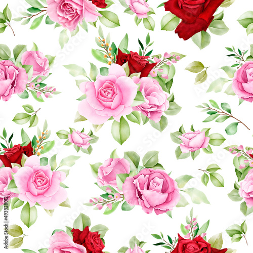 elegant watercolor roses seamless pattern