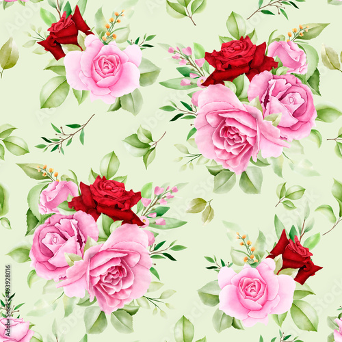 elegant watercolor roses seamless pattern © lukasdedi