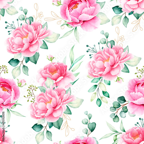 elegant watercolor roses seamless pattern
