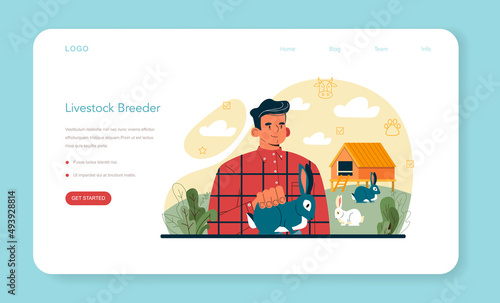 Shepherd with a domestic animals web banner or landing page