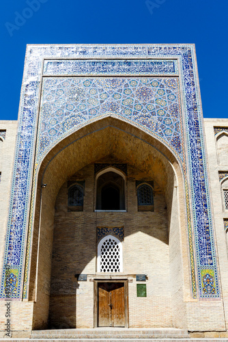 Exterior of the Mir-i-Arab Madrasah (Miri Arab Madrasah) in Bukhara, Uzbekistan, Central Asia