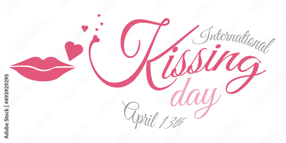 International kissing day. Pink lips ,vector illustration to use on a poster, banner, template .
