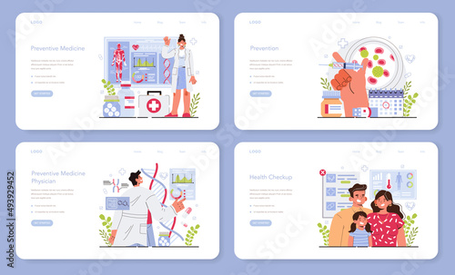 Preventive medicine web banner or landing page set. Annual medical exam