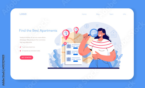 Real estate agent web banner or landing page. Realtor assistance