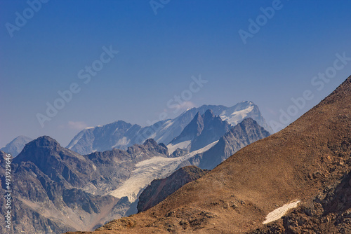 Mountains and glaciers of the Caucasus near Dombay © Logvinov53
