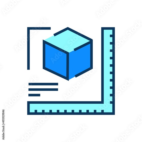 3d model parameters icon. Printing vector illustration.