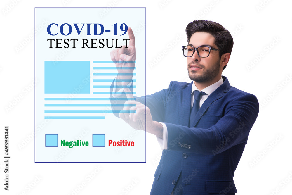 Concept of coronavirus covid-19 test with businessman Concept of coronavirus covid-19 test with businessman
