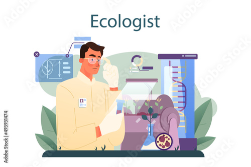 Ecologist. Scientist taking care of nature and study ecological environment