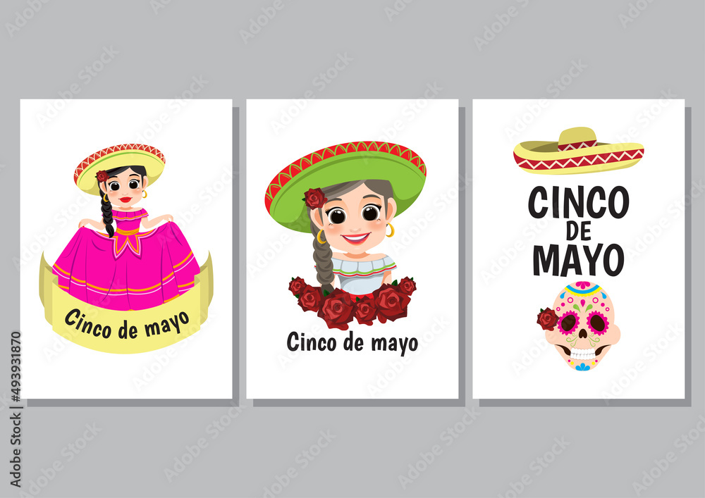 Cinco de Mayo - May 5, federal holiday in Mexico. Cinco de Mayo banner and card design with cartoon character vector Cinco de Mayo - May 5, federal holiday in Mexico. Cinco de Mayo banner and card design with cartoon character vector
