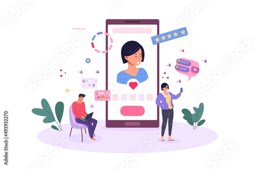 Personal online brand. Internet presentation content, social media identity, presence pr management profile, web awareness, cartoon vector