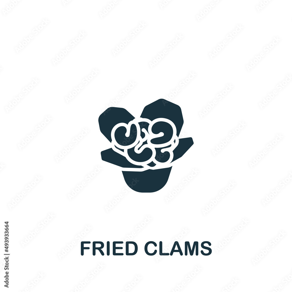 Fried Clams icon. Monochrome simple icon for templates, web design and infographics