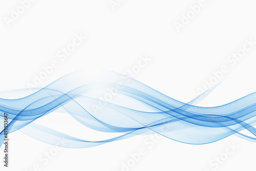 Abstract smooth flow wave vector. Flow curve blue motion illustration. Smoky wave design. Vector lines.