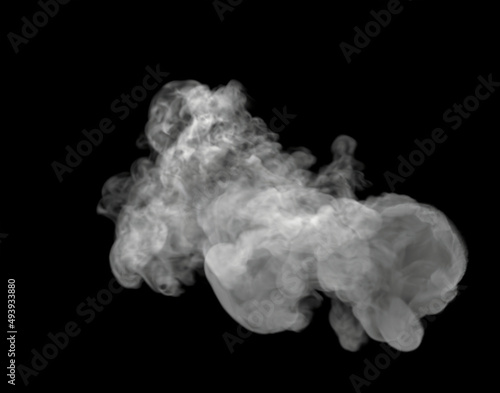Bottom View of Wispy and Swirly White Medium Sized Smoke cloud on black