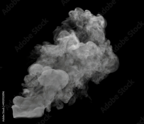 Wispy and Swirly White Medium Sized Smoke cloud on black