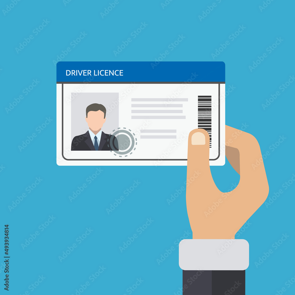 Hand holding id card, car driving license. Hand holding id card, car driving license.