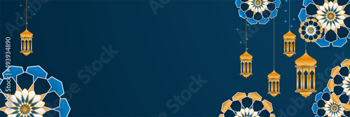 Ramadan kareem blue decoration colorful banner design background