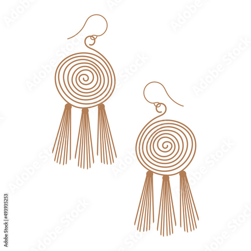 Earrings in boho style. Handmade jewelry in ethnic style. Elegant accessory in bohemian style.