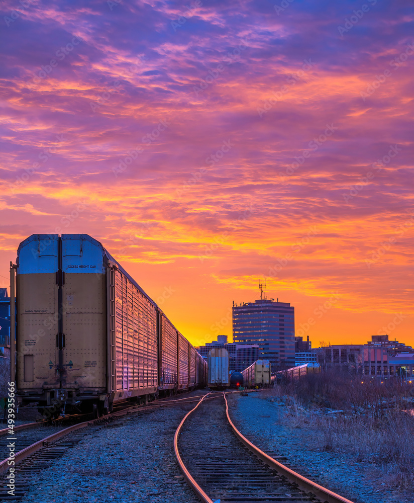 Fototapeta premium train at sunrise