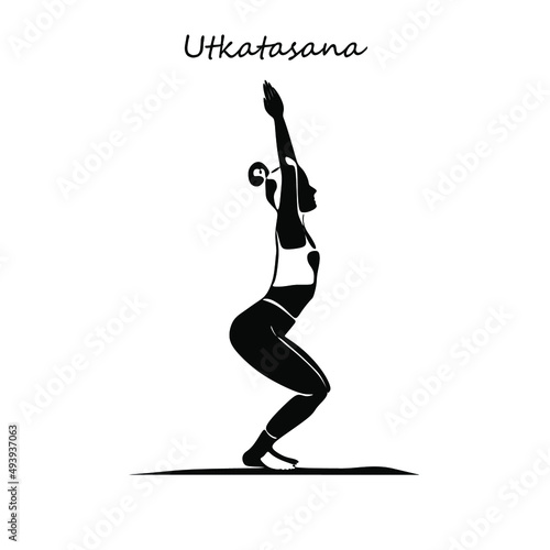 Continuous line drawing. Young woman making yoga exercise  silhouette picture. Oneline drawn black and white illustration