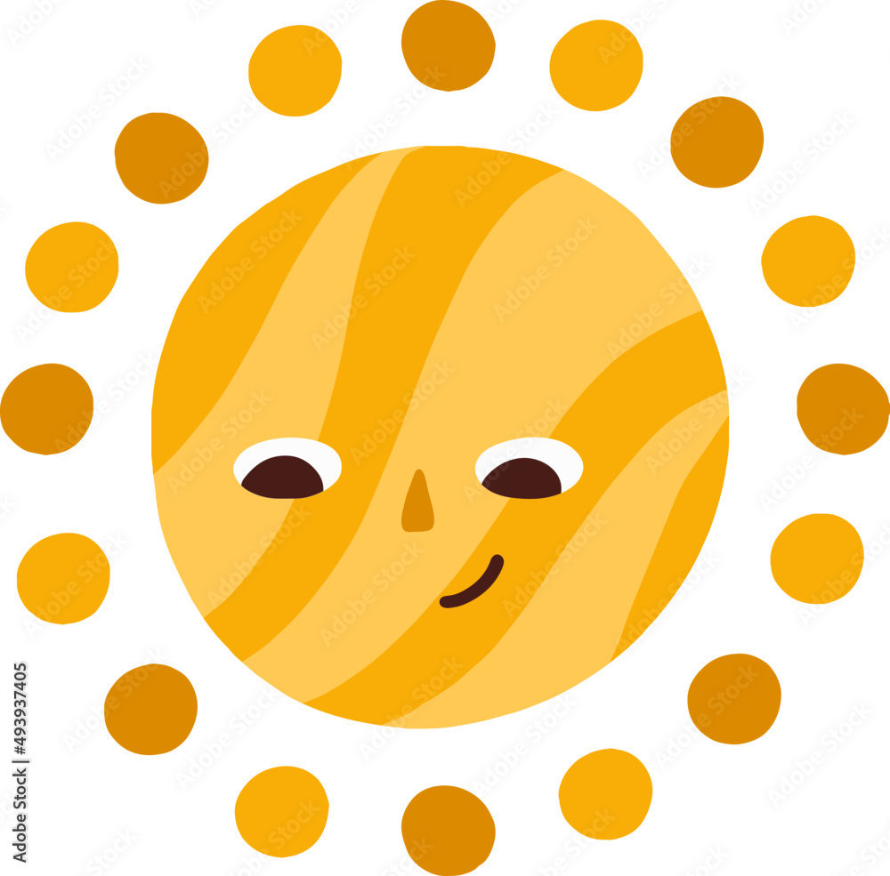 Cute Funny Summer Sun Childish Doodle Illustration Cute Funny Summer Sun Childish Doodle Illustration