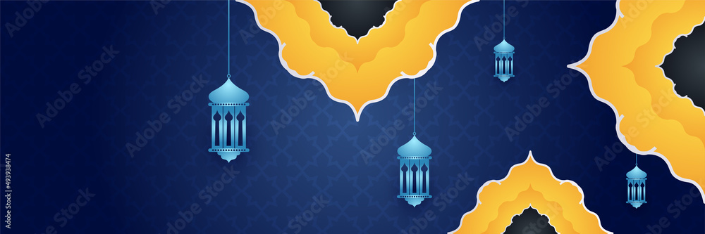 elegant ramadan style blue colorful banner design background elegant ramadan style blue colorful banner design background