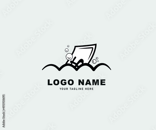 Money laundry illustration vector logo desain, suitable for business, company and cryptocurrency