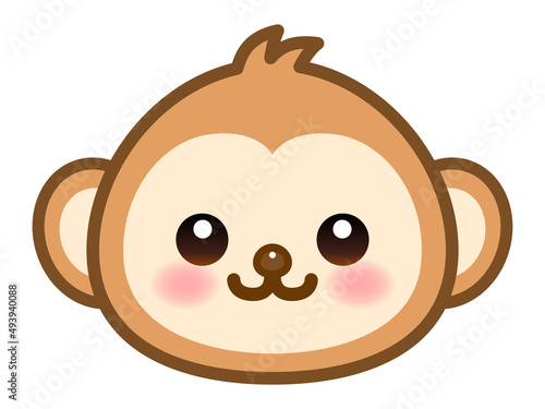 かわいいサルの顔アイコン素材＿ベクター