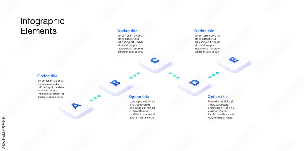 Business process chart infographics with 5 step cubes. Cubic corporate workflow graphic elements. Company flowchart presentation slide. Vector info graphic in isometric design. Business process chart infographics with 5 step cubes. Cubic corporate workflow graphic elements. Company flowchart presentation slide. Vector info graphic in isometric design.