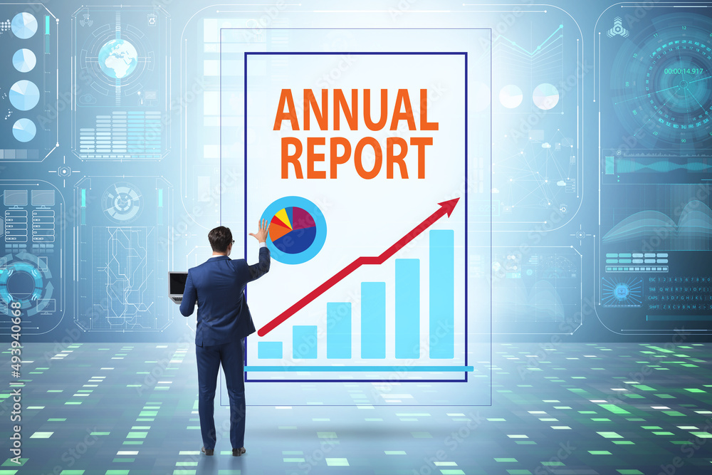 Businessman in annual report concept Businessman in annual report concept