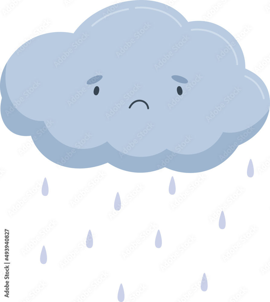 Sad Cloud with Falling Rain Drops Cartoon Illustration Sad Cloud with Falling Rain Drops Cartoon Illustration