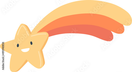 Cute Happy Star Character Childish Cartoon Illustration